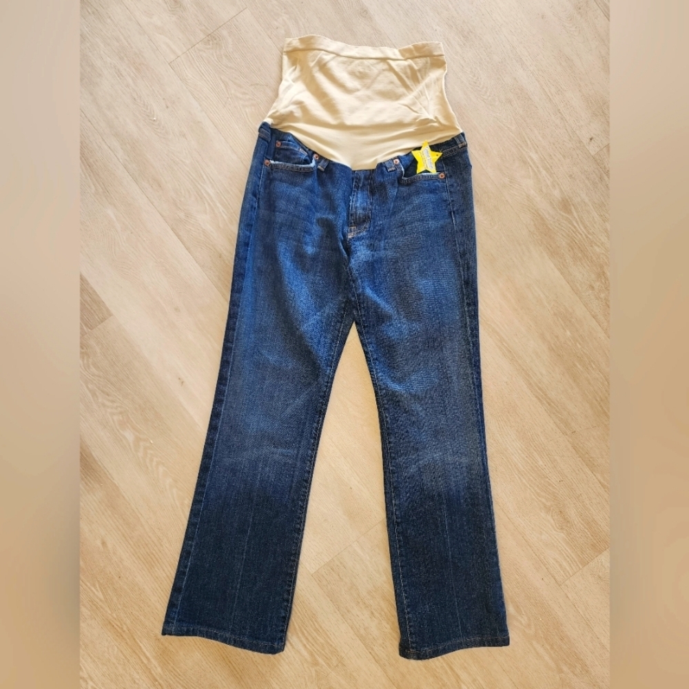 A Pea in the Pod Blue Jeans with Cream Waistband